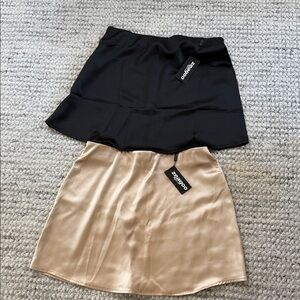 zeagoo Black and Beige Satin Mini Skirts Set